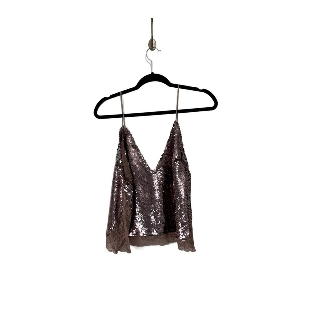 Free People Shiny Rose Gold Sequin Camisole Women’s size small